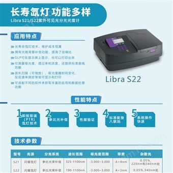 Libra S22紫外可见分光光度计Libra S21